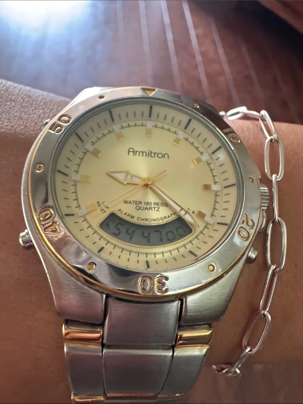 Armitron Gold Tone Two-Tone Analog-Digital Bracelet Watch